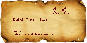 Kubányi Ida névjegykártya